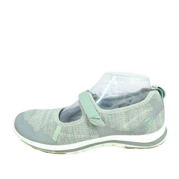 LL Bean Back Cove Gray Nylon Hook & Loop Casual Mary Jane Shoes Size 8.5 M - Picture 1 of 9